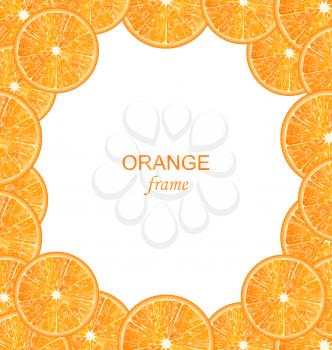 Illustration Abstract Frame with Sliced Oranges on White Background - Vector