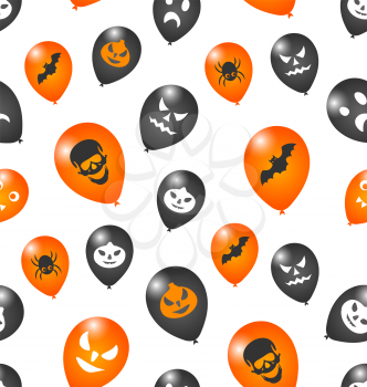 Illustration Seamless Pattern with Party Colorful Balloons for Happy Halloween - Vector