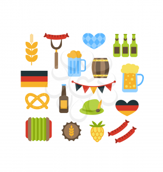Illustration Oktoberfest Symbols Isolated on White Background - Vector