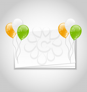 Illustration Celebration Card with Balloons in National Colors of Flag for Independence Day of India - Vector