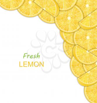 Illustration Abstract Border with Sliced Lemons on White Background - Vector