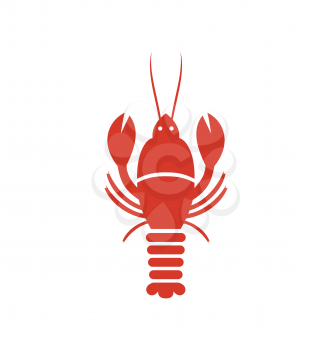 Illustration Crayfish Icon in Minimal Style, Isolated on White Background - Vector