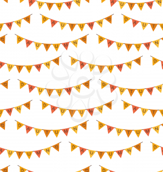 Illustration Seamless Pattern with Autumn Bright Buntings - Vector