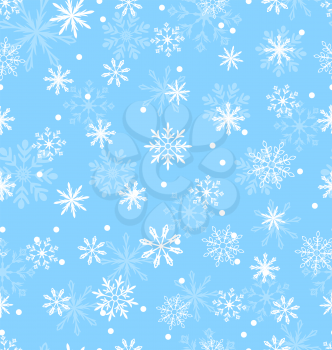 Illustration Seamless Pattern with Variation Snowflakes, Winter Background - Vector