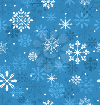 Illustration Seamless Texture with Variation Snowflakes, Xmas Background - Vector