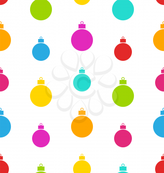 Seamless Pattern Christmas Balls White Background - vector