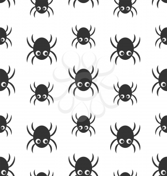 Illustration Seamless Pattern with Simple Spiders, Halloween Wallpaper - Vector