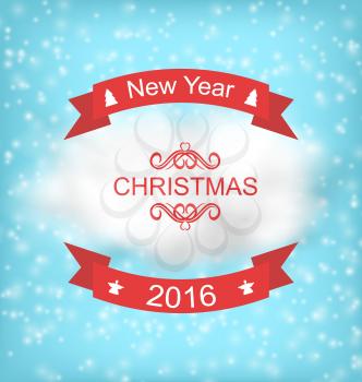 Illustration Merry Christmas Greeting Card with Typography - Vector