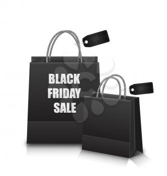 Illustration Sale Shopping Bags with Discount for Black Friday Sales - Vector