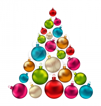 Illustration Christmas Abstract Tree made in Colorful Balls, Isolated on White Background - Vector