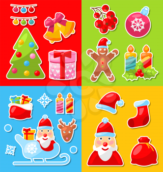 Illustration Christmas and Winter Celebration Traditional Elements and Objects - Vector