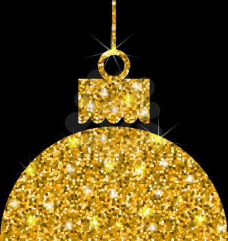 Illustration Christmas Ball with Golden Sparkle Surface, Template for Celebration Card - Vector
