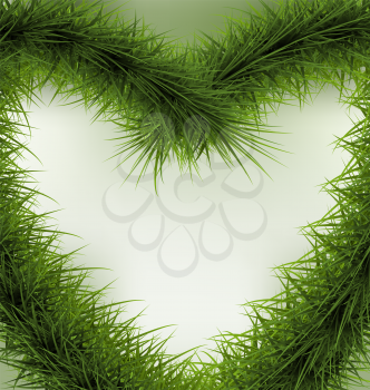 Christmas Background  heart shaped wreath, space for text - vector illustration