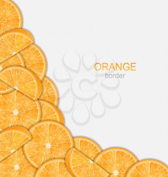 Illustration Abstract Border with Sliced Oranges on White Background - Vector