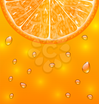 Illustration Orange Background with Slice and Drops - Vector