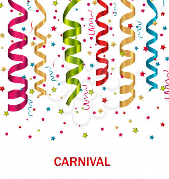 Illustration Carnival background with set colorful paper serpentine - vector