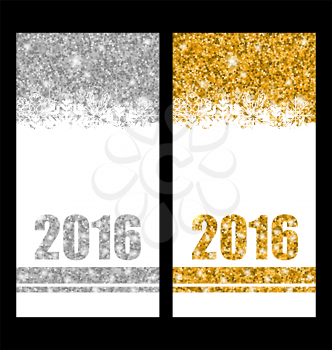 Illustration Shiny Festive Postcards with Snowflakes and Sparkles for Happy New Year 2016 - Vector