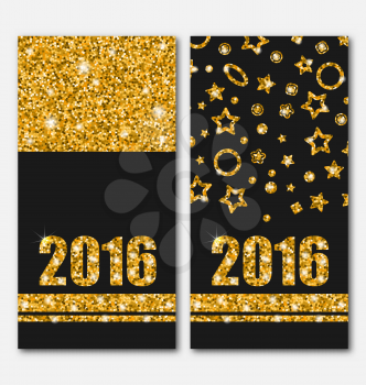 Illustration Shiny Vertical Banners with Lights and Sparkles for Happy New Year 2016 - Vector