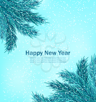Illustration Happy New Year Background with Fir Branches - Vector