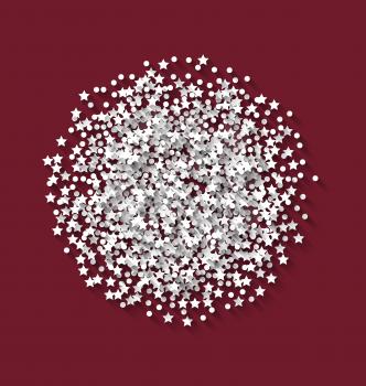 Abstract red background white hoarfrost particles round shape - vector