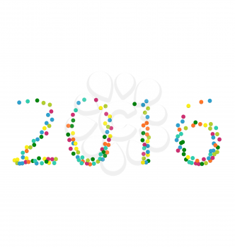 New year calendar date 2016 lettering title from colourful particles confetti - vector