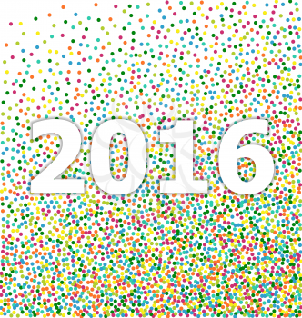 New year calendar date 2016 lettering title om background colorful particles confetti - vector