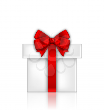Illustration Gift Box with Red Bow Isolated on White Background - Vector 