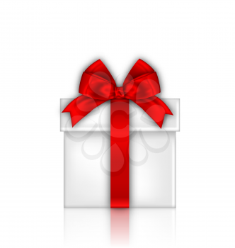 Illustration Gift Box with Red Bow Isolated on White Background - Vector