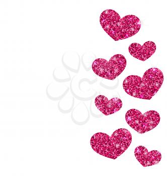 Illustration Background for Valentines Day with Shimmering Hearts, Copy Space for Your Text - Vector