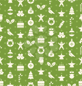 Christmas and New Year Seamless background pattern with traditional xmas element - vector