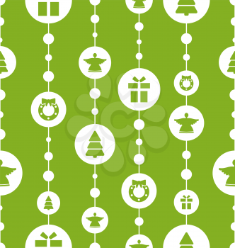 Illustration Christmas Seamless Pattern with Traditional Elements, New Year Texture - Vector