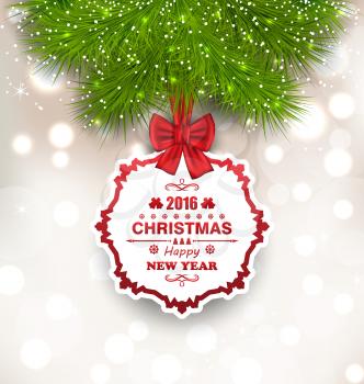 Illustration New Year Glowing Background, Christmas Greeting Card - Vector
