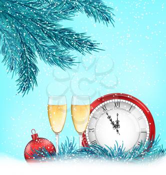 Illustration Happy New Year Background with Traditional Elements - Vector