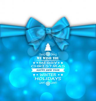 Illustration Christmas Invitation with Bow Ribbon, Greeting Card Template - Vector