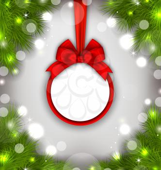 Illustration Celebration Card with Christmas Wreath, New Year Magic Background - Vector