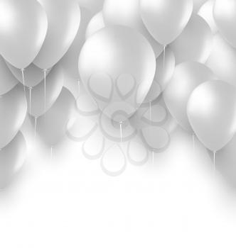 Illustration Holiday Background with White Balloons - Vector