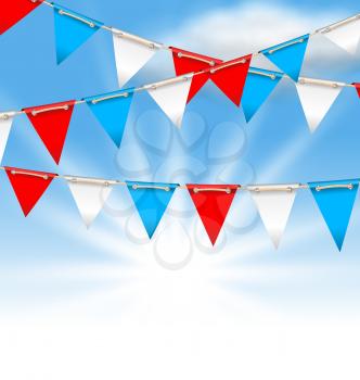 Illustration Bunting Flags for American Holidays, Patriotic Colors of USA - Vector