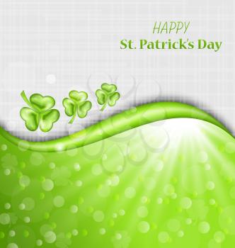 Illustration Abstract Glowing Background with Green Trefoils for St. Patrick Day - Vector