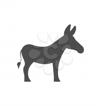 Illustration Donkey Silhouette Isolated on White Background - Vector