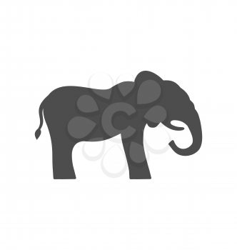 Illustration Elephant Silhouette Isolated on White Background - Vector