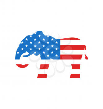 Illustration Elephant as a Symbol of American Republicans, Isolated on White Background - Vector