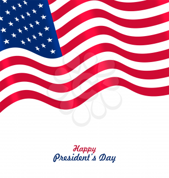 Flag USA Waving Wind for Happy Presidents Day, Patriotic Symbolic Vintage Decoration for Holiday or Celebration Backgrounds - Vector