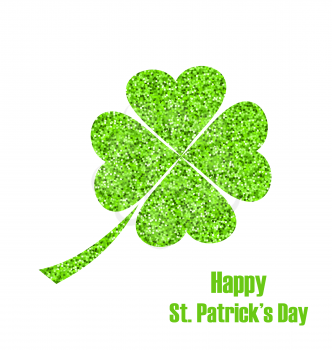 Illustration Shiny Twinkle Clover for St. Patricks Day, Isolated on White Background - Vector