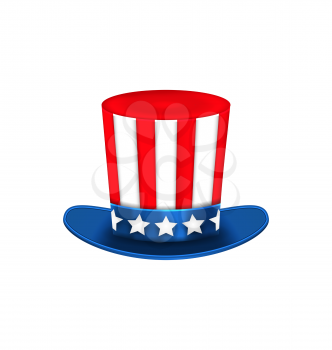 Illustration Uncle Sam's Hat for American Holidays, Isolated on White Background - Vector