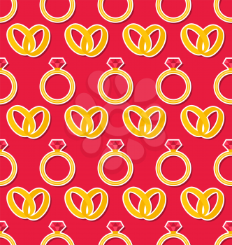 Illustration Simple Seamless Wallpaper with Rings for Valentines Day or Wedding - Vector