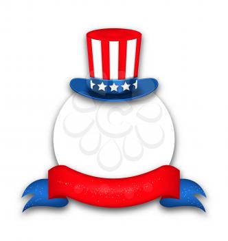 Illustration Abstract Background with Uncle Sam's Hat and Rybbon for National Holidays of USA - Vector