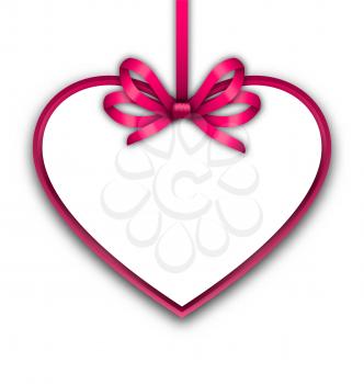 Pink Border shape form Heart from ribbon Valentine day background - vector