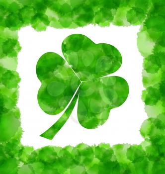 Illustration Happy Saint Patricks Day Watercolor Background with Clover - Vector
