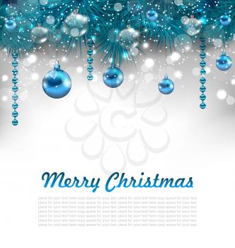 Illustration Traditional Glowing Background with Christmas Decoration - Vector