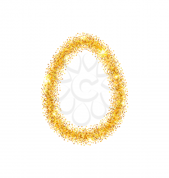 Illustration Abstract Happy Easter Golden Glitter Egg with Place for Your Text. Easter Shining Template Design - Vector